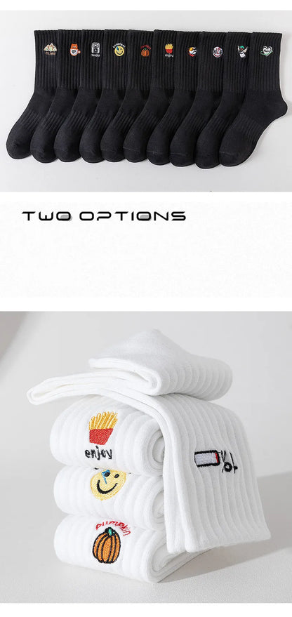 Cartoon Embroidered Socks – Unisex Harajuku Street Style