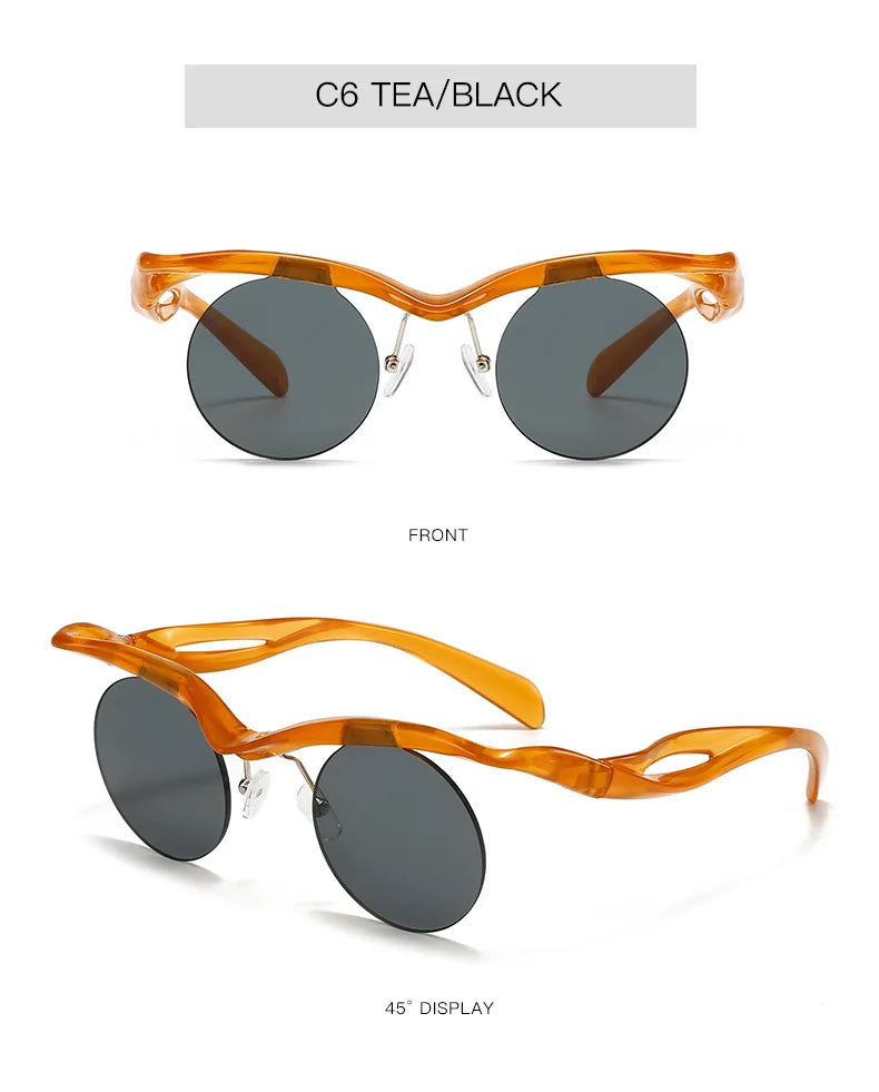 DRAVEN — Rimless Round Sunglasses – Trendy Designer Shape