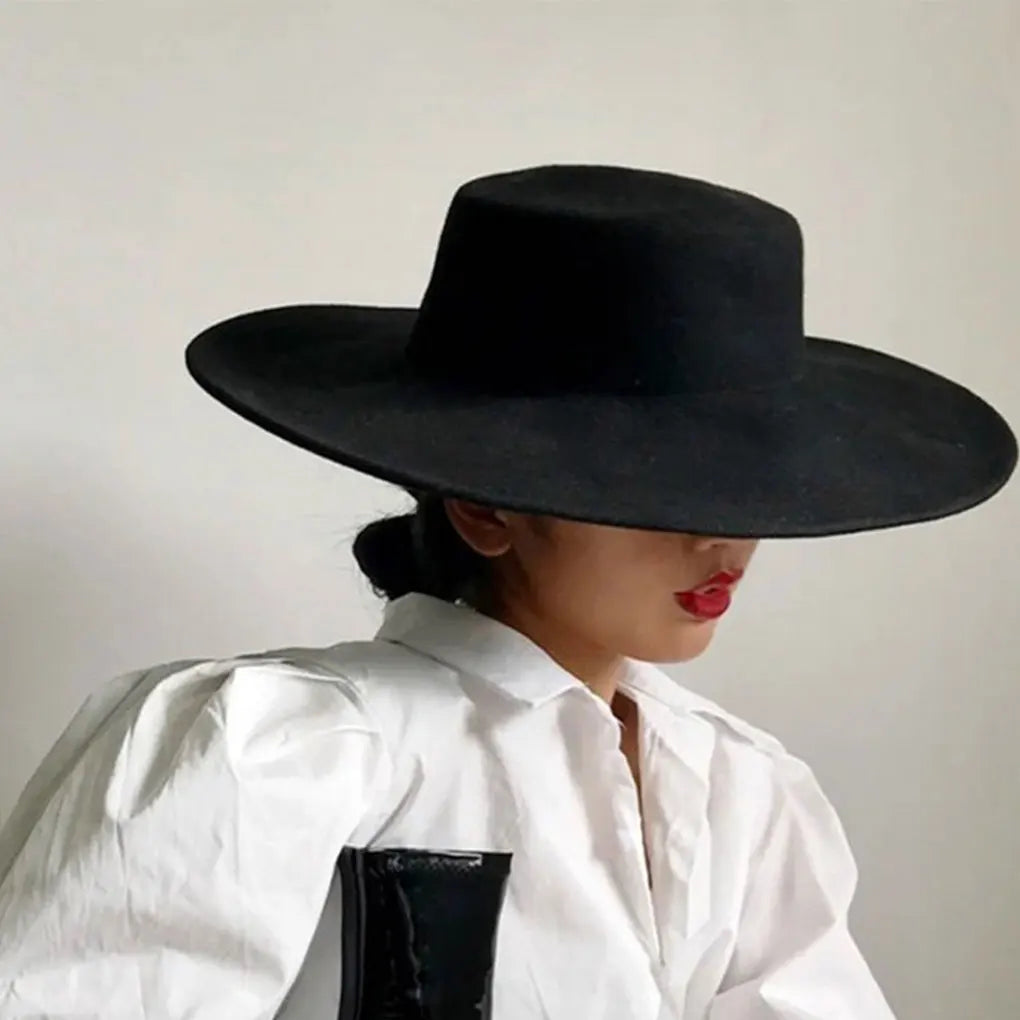 DRAVEN — Classic Black Felt Fedora – Wide Brim Vintage Hat