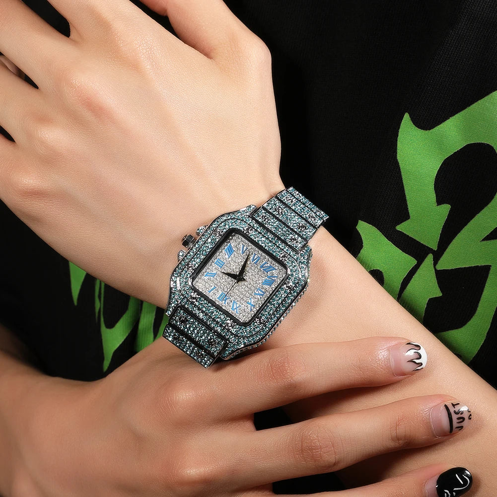 DRAVEN — Royal Frost – Men’s Blue Crystal Square Watch