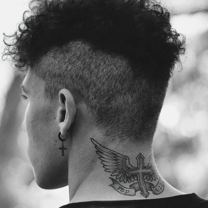 Stainless Steel Cross & Zircon Earring Set – Elegant Men's Accessory | Accessorio Uomo Elegante