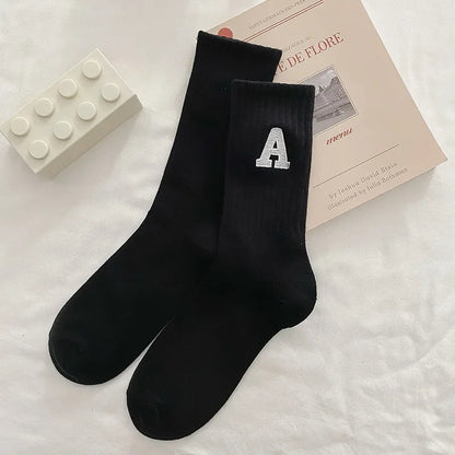 Women's Kawaii Letter A Socks – Warm Korean Style