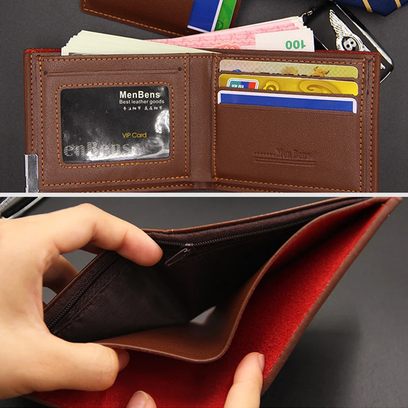 DRAVEN — Luxury PU Leather Wallet Men Slim Short Design
