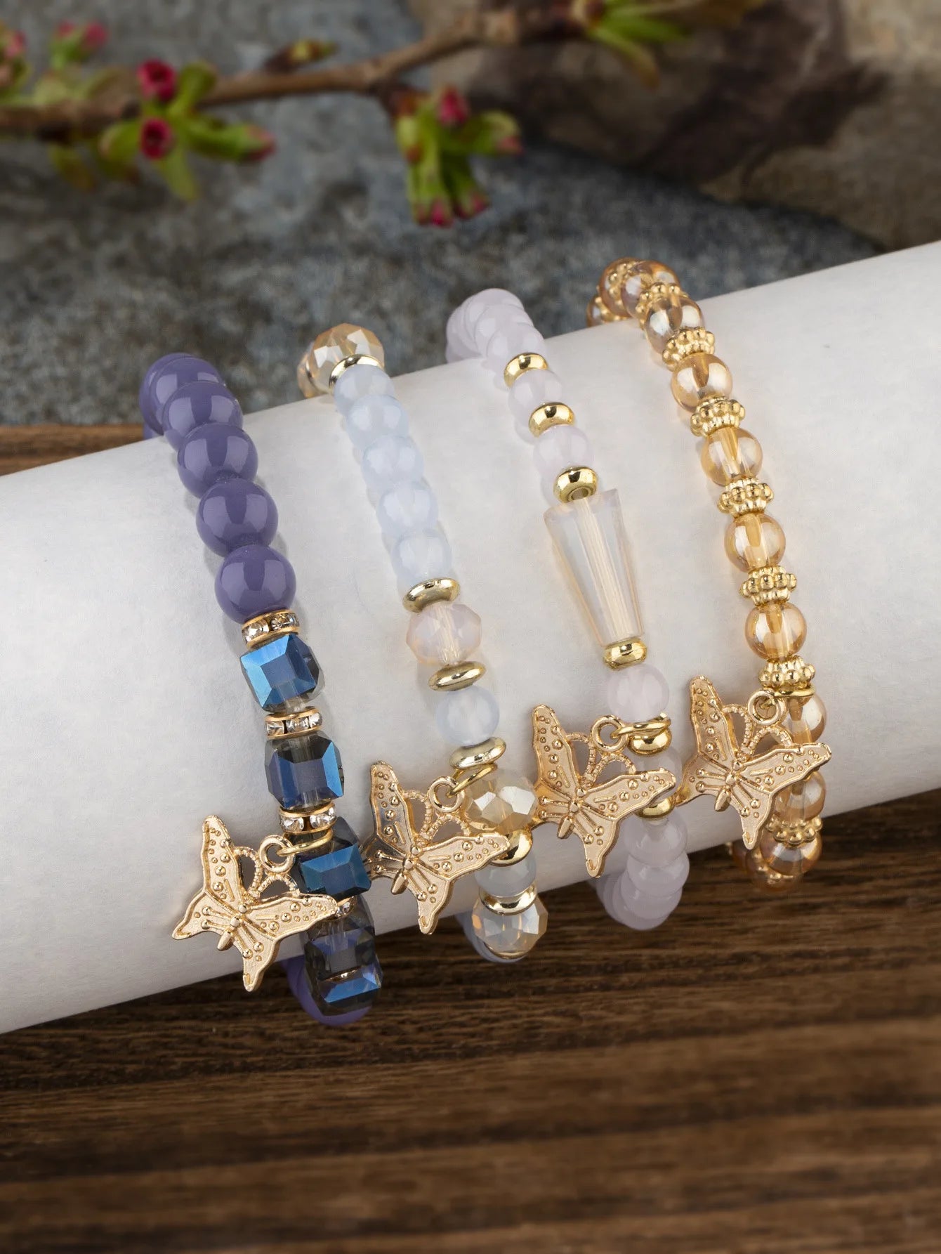 DRAVEN — 4-Piece Butterfly Beaded Bracelet Set
