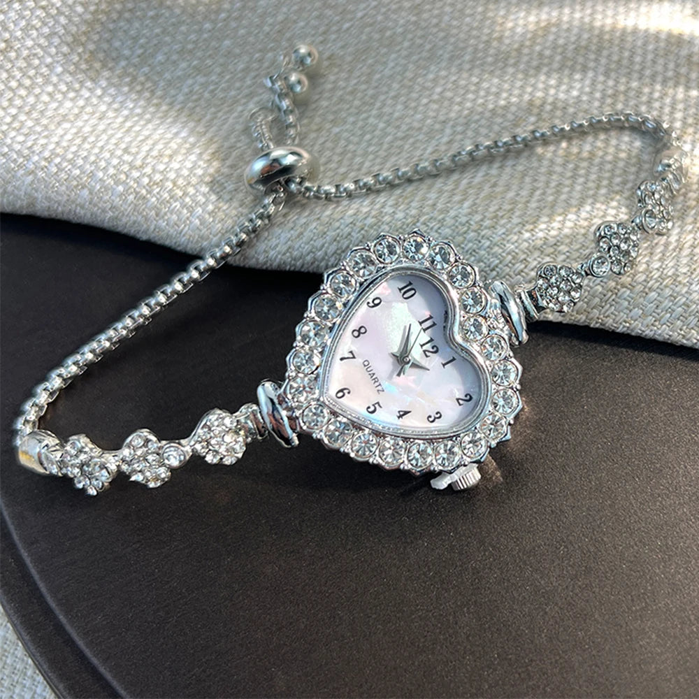 DRAVEN — Blooming Heart – Women’s Diamond Flower Watch with Ribbon Strap