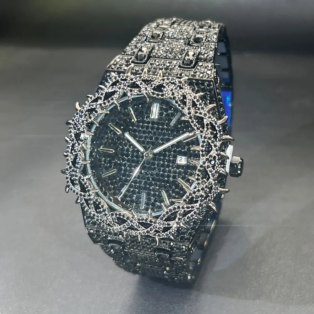 DRAVEN — Emerald Bloom – Men’s Green Diamond Watch with Zircon Flower Case