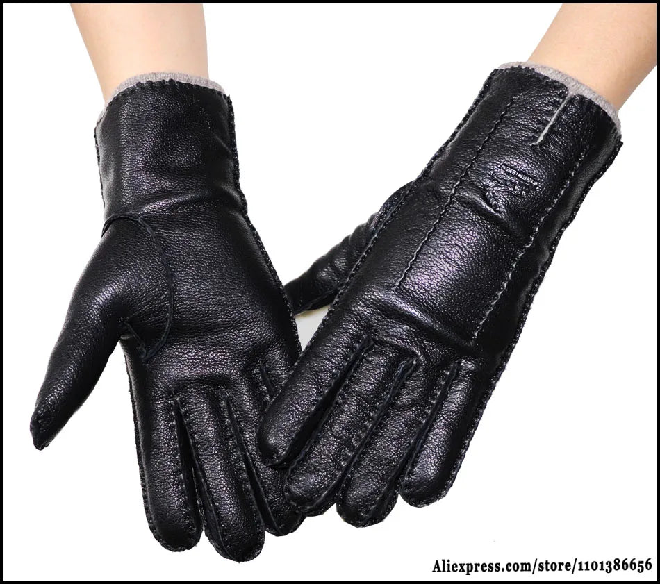 DRAVEN — High-End Deerskin Leather Gloves – Unisex Luxury Winter Style