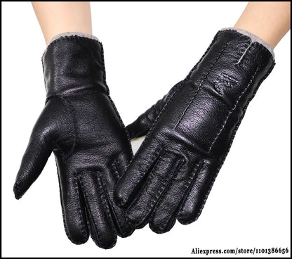High-End Deerskin Leather Gloves – Unisex Luxury Winter Style