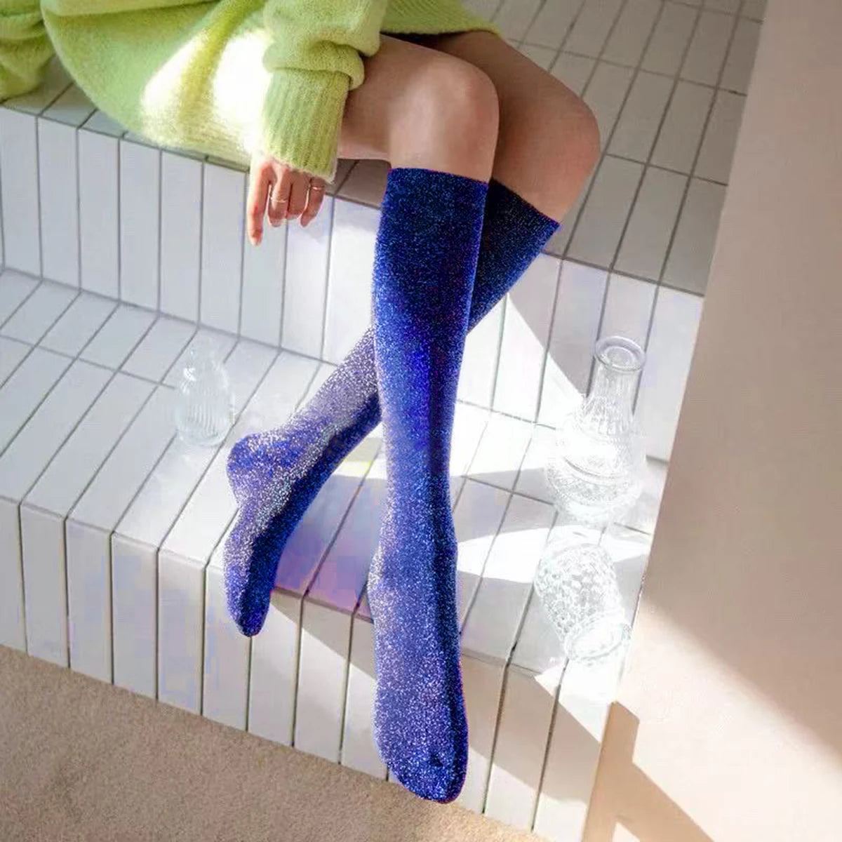 DRAVEN — Shiny Silk Socks – Women’s Luxury Korean Style