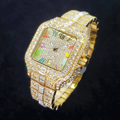 Vivid Square – 2025 Men’s Colorful Crystal Square Watch for Party Style – Elegant Men's Accessory | Accessorio Uomo Elegante