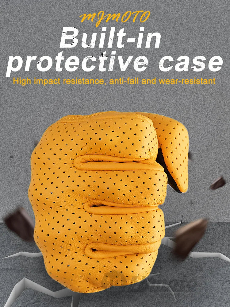 DRAVEN — Retro Leather Motorcycle Gloves – Unisex Summer Biker Style