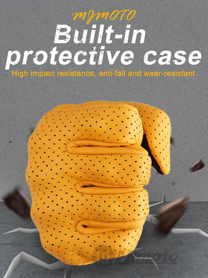 Retro Leather Motorcycle Gloves – Unisex Summer Biker Style