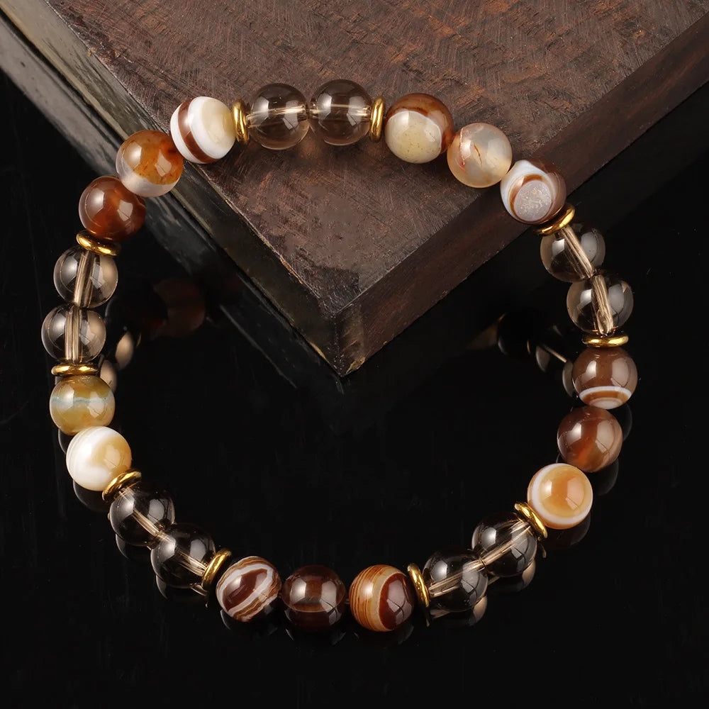 Premium Brown Beaded Bracelet – Elegant Men's Accessory | Accessorio Uomo Elegante