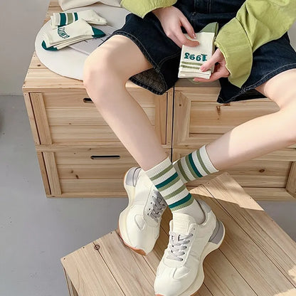 5 Pairs Women's Striped Socks – Cute Harajuku Street Style