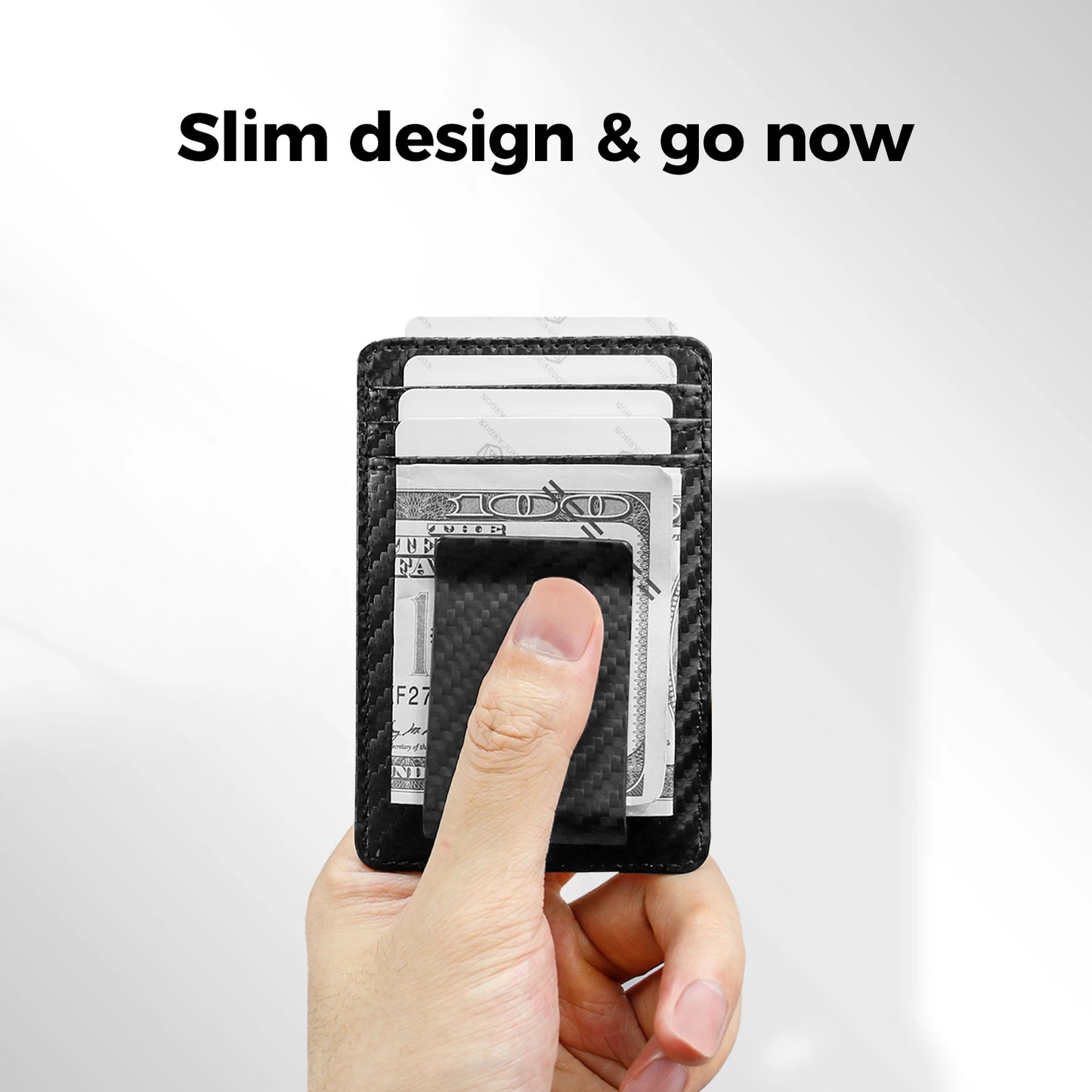 DRAVEN — Carbon Fiber Slim Wallet Men 2 in 1 Money Clip Design