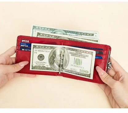 Luxury Genuine Leather Wallet Women Short Clip Purse – Elegant Men's Accessory | Accessorio Uomo Elegante