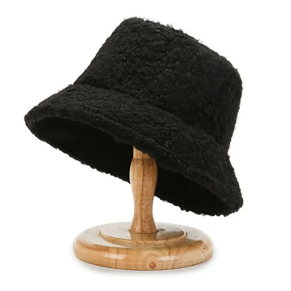 Lamb Wool Bucket Hat – Unisex Harajuku Winter Style