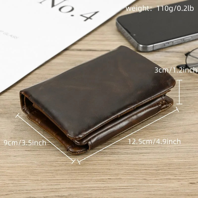 DRAVEN — Genuine Leather Short Wallet Men Soft Card Holder