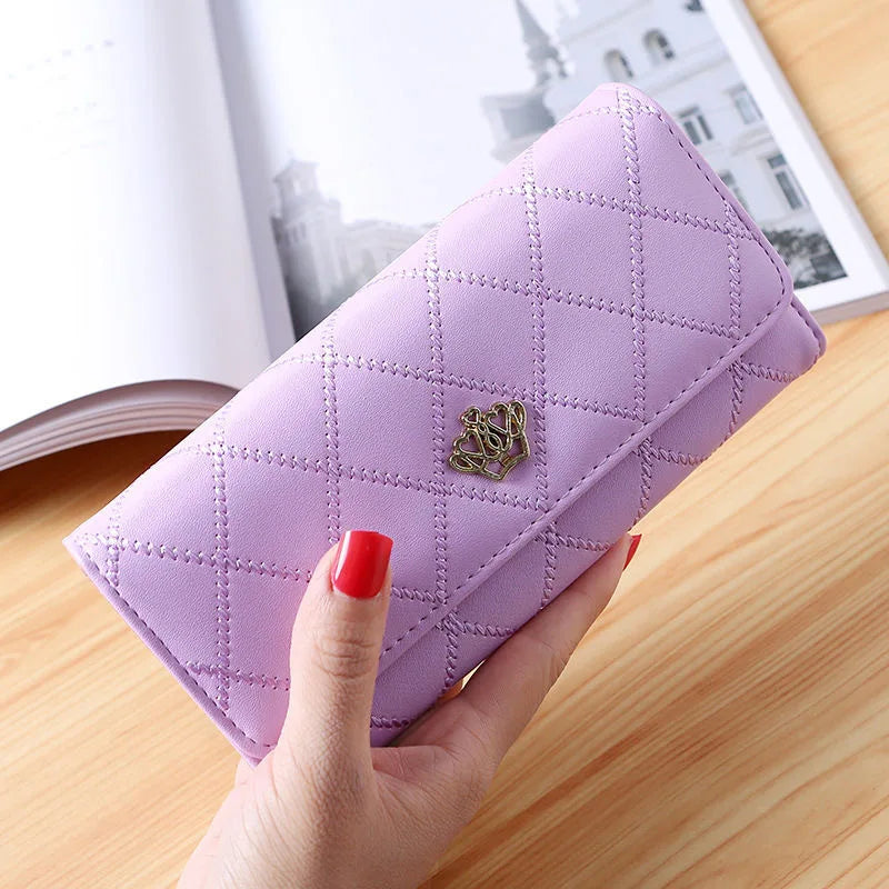 DRAVEN — PU Leather Long Wallet Women 2025 Diamond Mesh Design