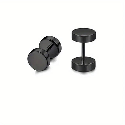 Black Stainless Steel Earring Set – Elegant Men's Accessory | Accessorio Uomo Elegante