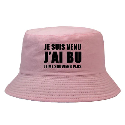 Reversible “Je Suis Venu J’ai Bu” Bucket Hat – Trendy Summer Style