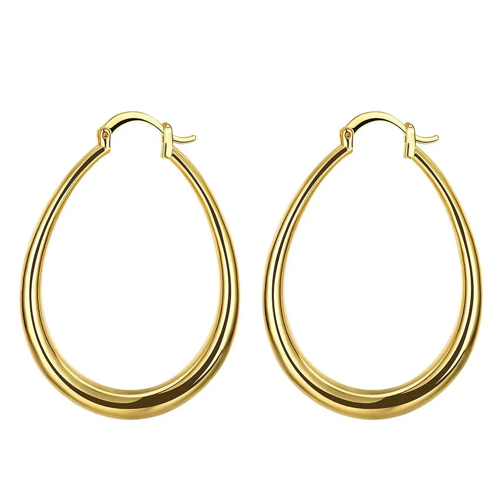 DRAVEN — 18K Gold Plated Oval Silver Earrings