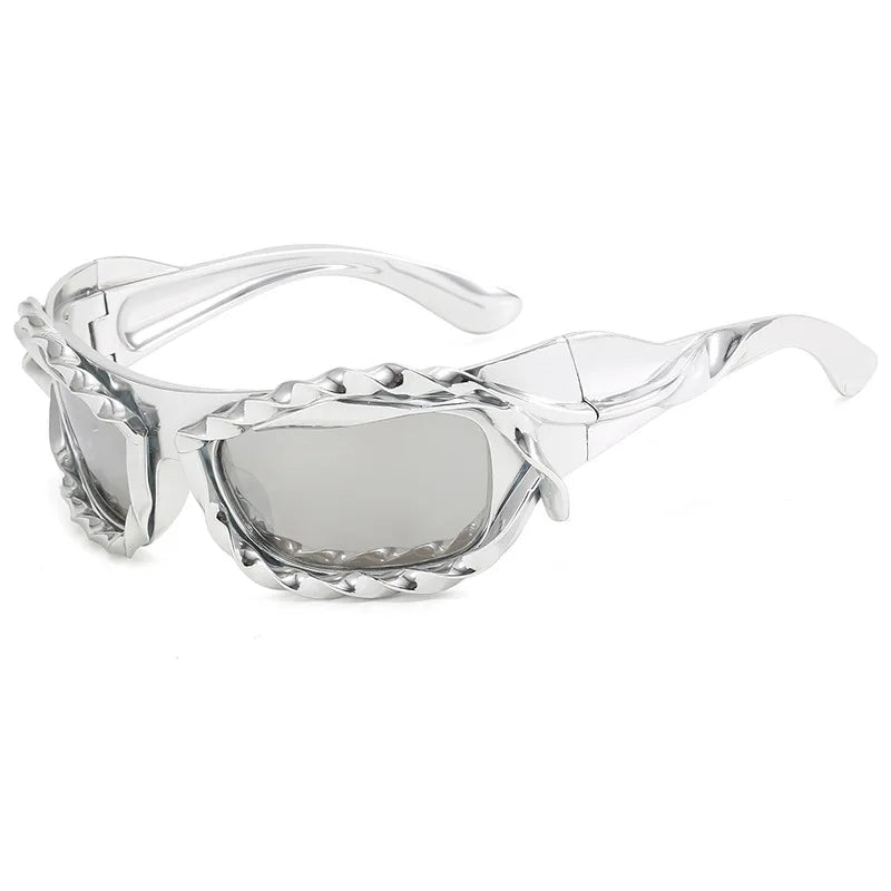 DRAVEN — Twisted Y2K Sunglasses – Silver Retro  Luxury Shades