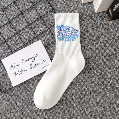 9 Pairs Letter Print Socks – Unisex Mid Tube Set