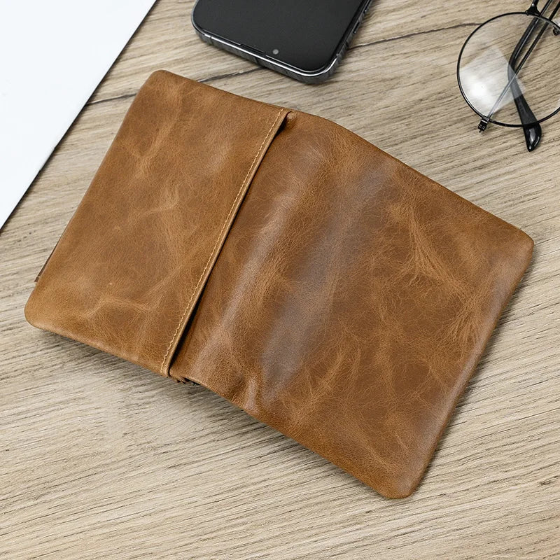DRAVEN — Genuine Leather Short Wallet Men Soft Card Holder