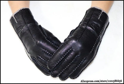 High-End Deerskin Leather Gloves – Unisex Luxury Winter Style