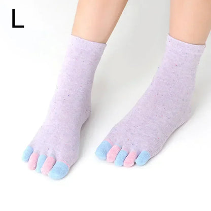 Women's Five Toe Socks – Soft Cotton Colorful Mid Tube