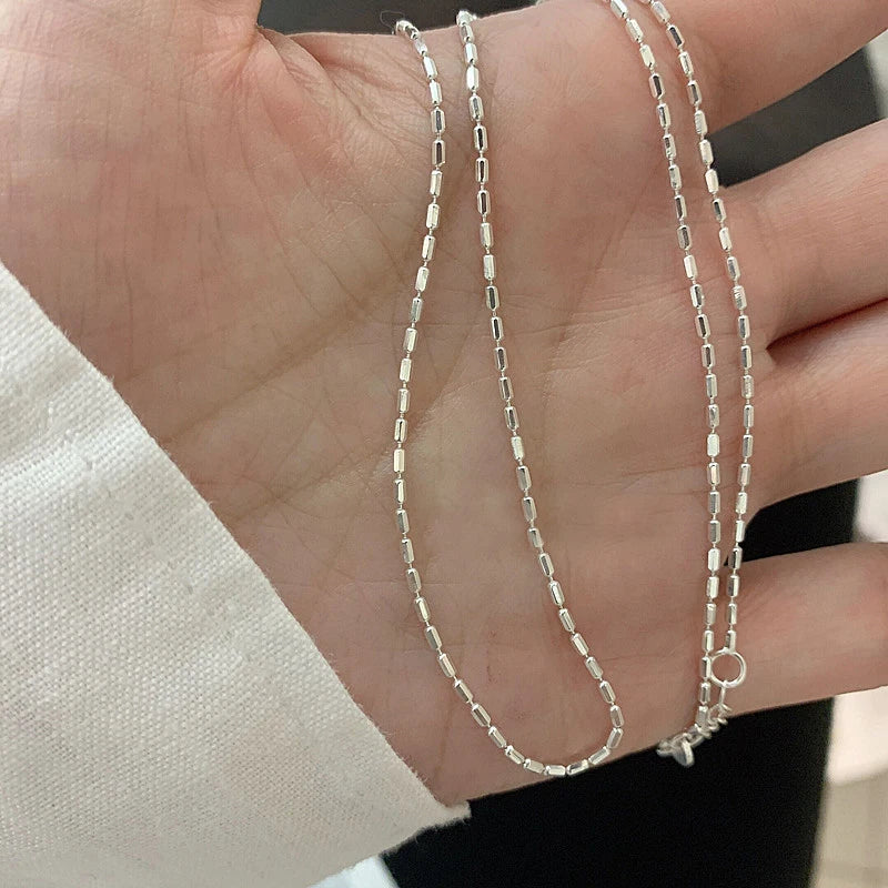 925 Sterling Silver Geometric Bead Choker – Delicate Shiny Necklace for Women – Elegant Men's Accessory | Accessorio Uomo Elegante