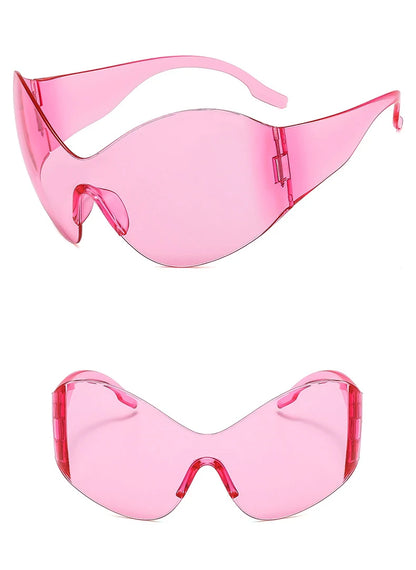 Rimless Wrap Sunglasses – Futuristic Shield Style – Elegant Men's Accessory | Accessorio Uomo Elegante