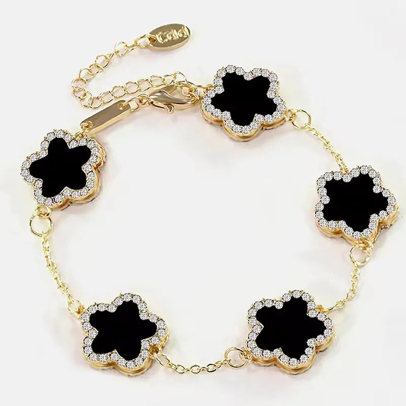 Five-Flower Stone Link Bracelet – Elegant Men's Accessory | Accessorio Uomo Elegante