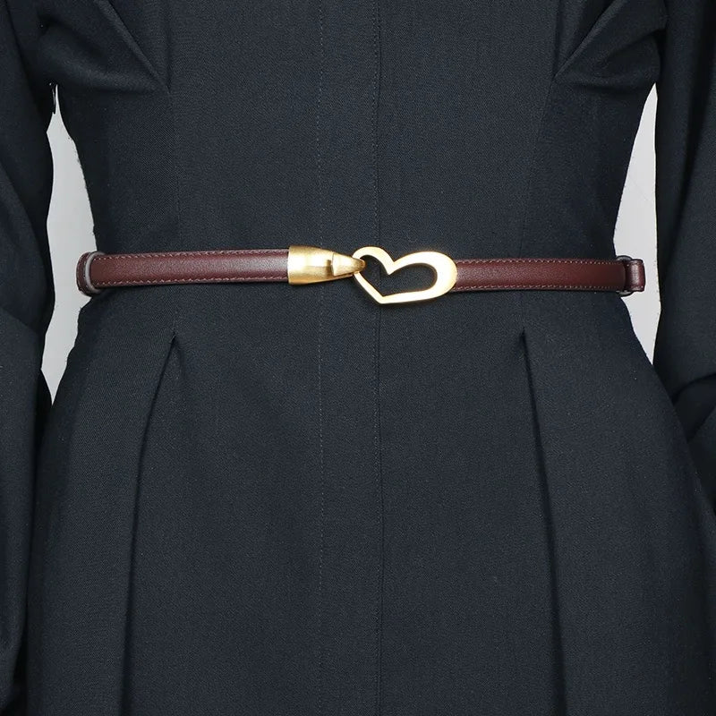 DRAVEN — Luxury Leather Belt Women Heart Buckle Elegant Design