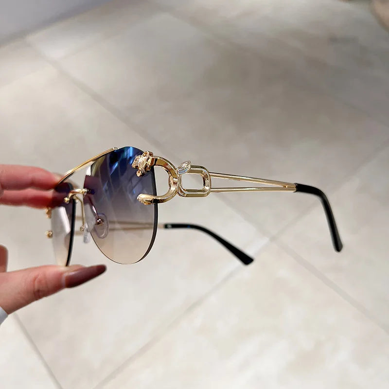 DRAVEN — Luxury Rimless Sunglasses – Oversized Vintage Style