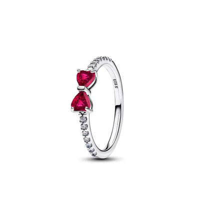 Silver Red Bow Heart Ring – Elegant Men's Accessory | Accessorio Uomo Elegante
