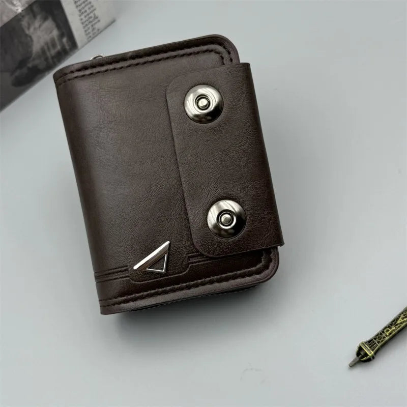 DRAVEN — Retro Leather Wallet Men Short Zipper Multi Slot Design