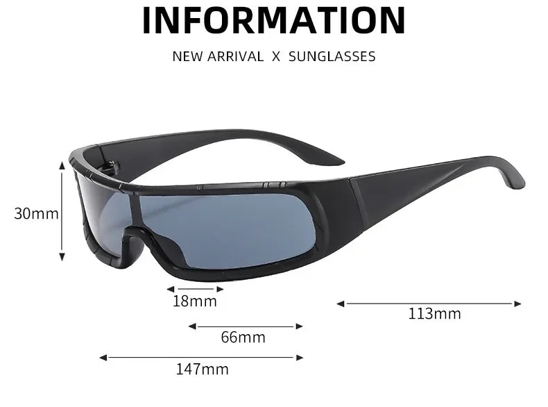 Monoblock Wrap Sunglasses – Futuristic Punk Style – Elegant Men's Accessory | Accessorio Uomo Elegante
