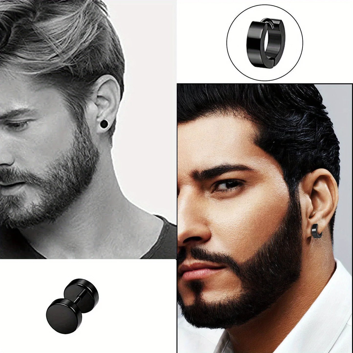 DRAVEN — Black Stainless Steel Earring Set