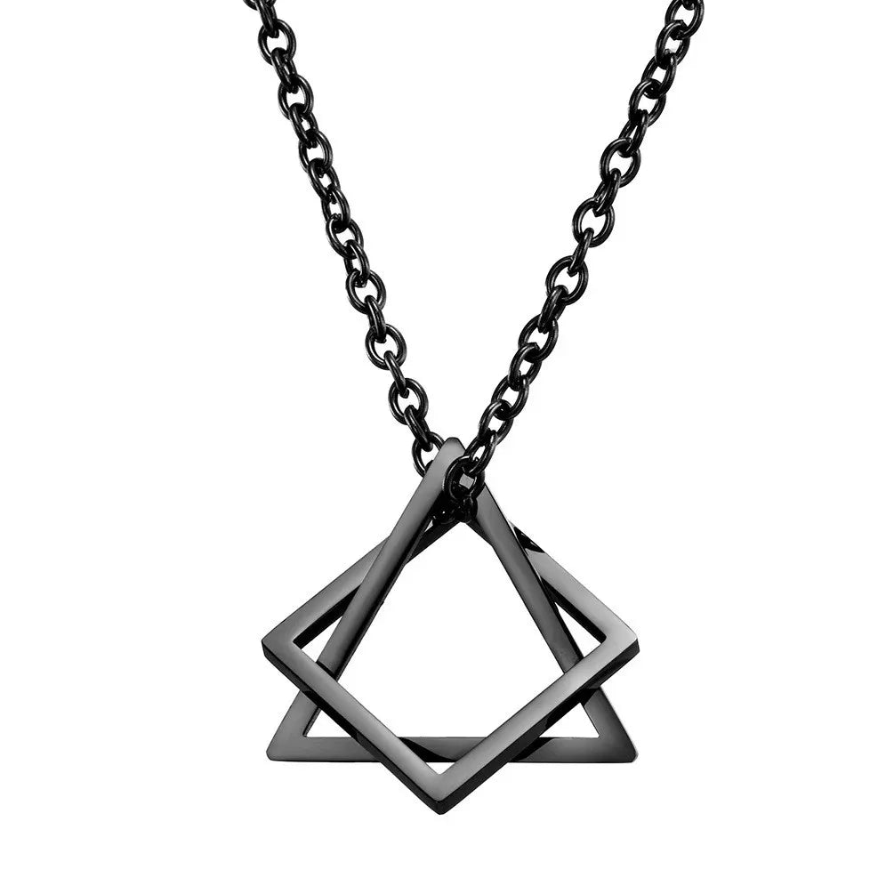 DRAVEN — Geometric Triangle Couple Necklace – Stainless Steel Jewelry for Men and Women