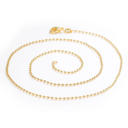 18K Gold Beaded Necklace – Elegant Light Chain Jewelry for Women