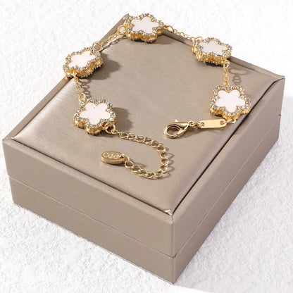 Five-Flower Stone Link Bracelet – Elegant Men's Accessory | Accessorio Uomo Elegante