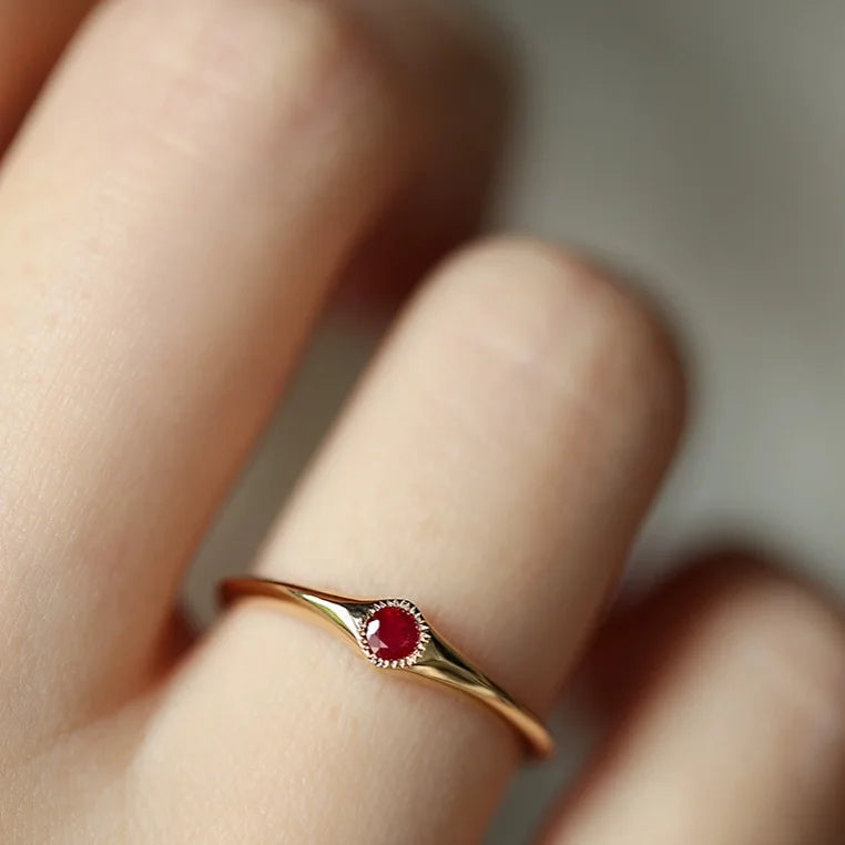 DRAVEN — Classic Ruby Red Stacked Ring