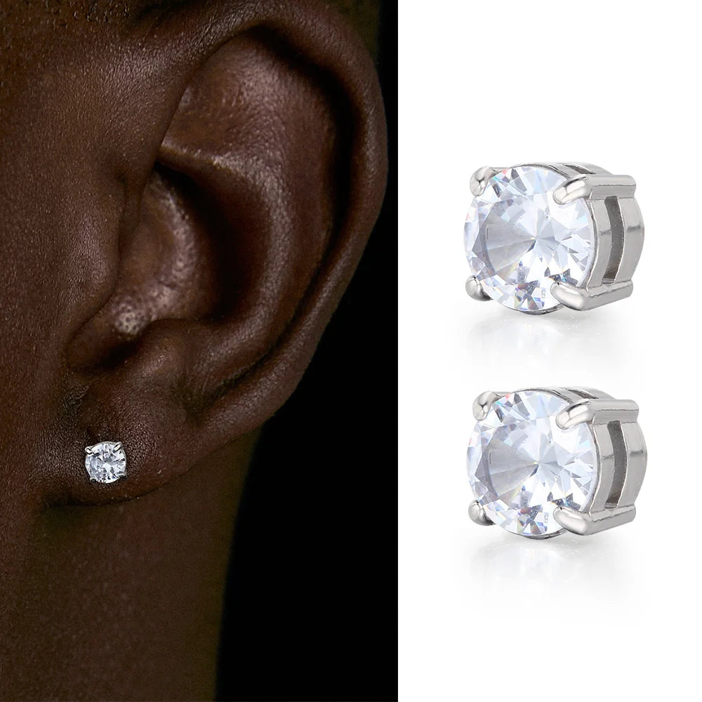 Stainless Steel Magnetic Zircon Earrings – Elegant Men's Accessory | Accessorio Uomo Elegante