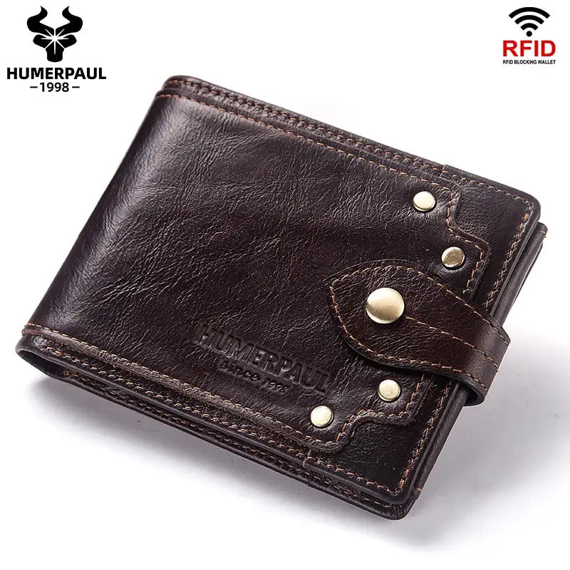 DRAVEN — Genuine Leather Slim Wallet Men Minimalist RFID Design