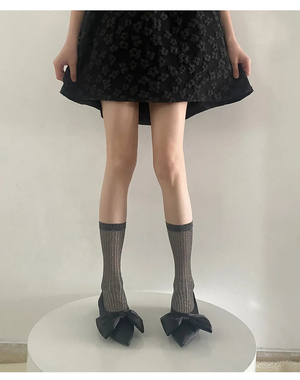 Silver Silk Crew Socks – Women’s Korean Street Style – Elegant Men's Accessory | Accessorio Uomo Elegante