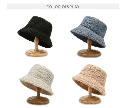 Lamb Wool Bucket Hat – Unisex Harajuku Winter Style
