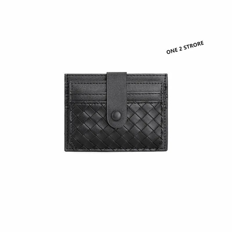 DRAVEN — PU Leather Business Card Holder Braided Large Capacity