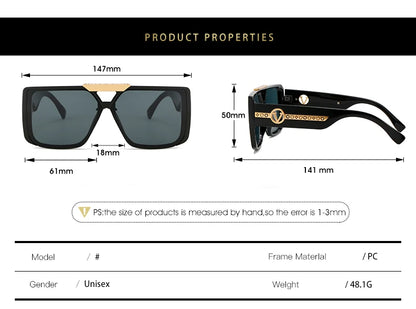 Large Square Street Sunglasses – Designer Travel Style – Elegant Men's Accessory | Accessorio Uomo Elegante